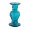 8" Aqua Blue Recycled Glass Pillar Candle Holder